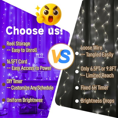 HXWEIYE 300LED Untangled Curtain Lights, 9.8x9.8Ft USB Fairy Twinkle String Lights with Remote and DIY Timer, 8 Modes Window Wall Hanging Light for Bedroom Dorm Backdrop Room Decor, Purple