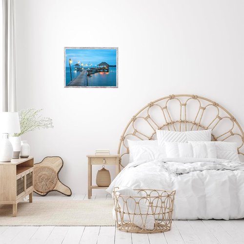 JCJMY 11x16 Rustic White Picture Frame - Versatile Wall Mounting for Horizontal or Vertical Display