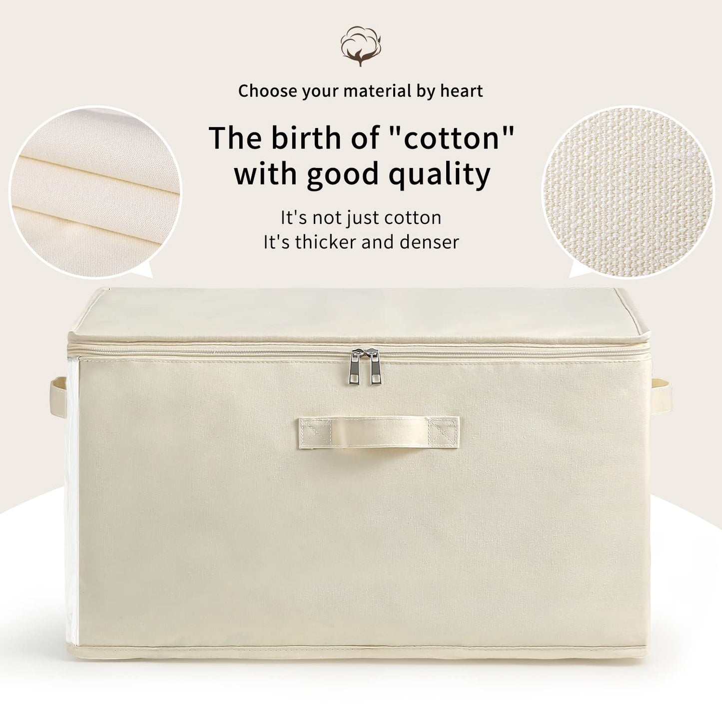 Vailando 6-Pack Large Canvas Comforter Storage Bags Closet Organizer for Clothes Sweater Clothes Organizer with Dual Zipper Three Carrying Handles for Blanket Closet Storage Container