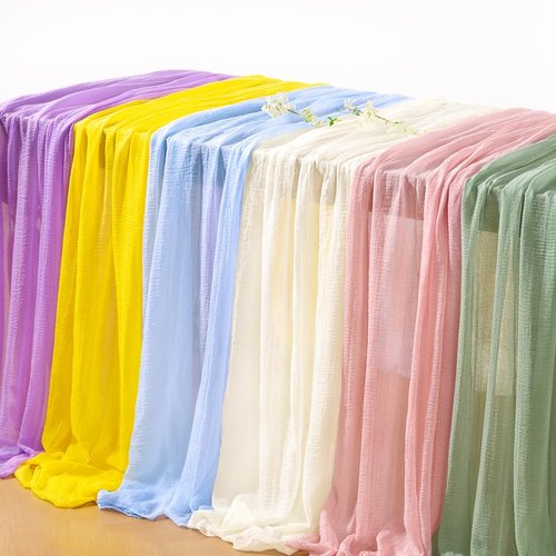 DeZerlor Blush Pink Cheesecloth Table Runner - 120 Inch Boho Gauze for Spring & Easter Celebrations | 4 Pack