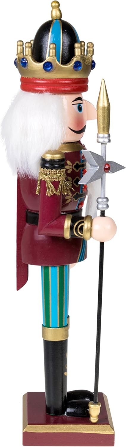 Red Prince 12-Inch Wooden Nutcracker - Festive Christmas Décor for Shelves & Tables