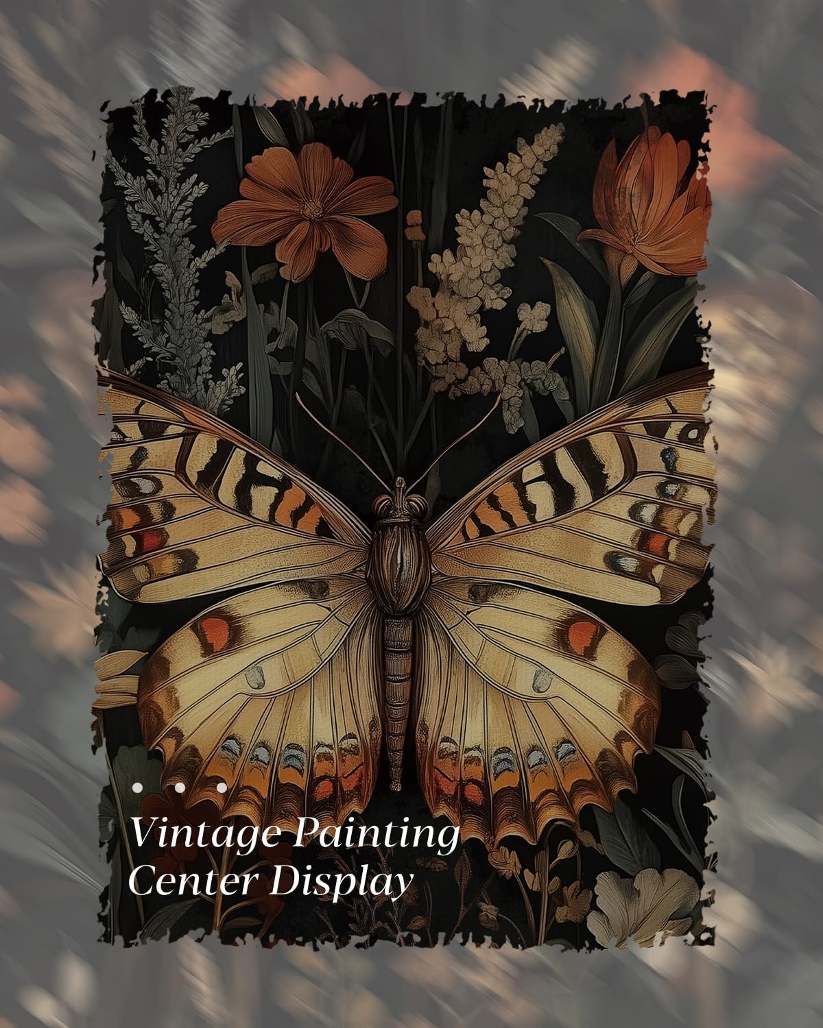 Vintage Nature Framed Botanical Print - Elegant Rustic Butterfly Floral Canvas Wall Art