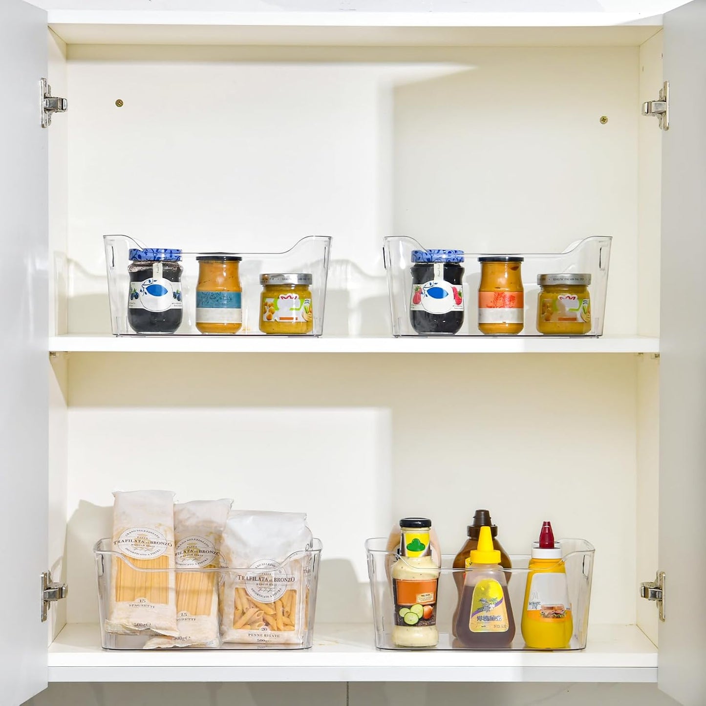 Skiennix Clear Plastic Storage Bins - 12 Pack Pantry Organizers with Handles for Kitchen & Bathroom
