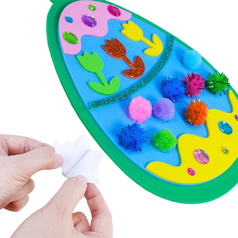 Winlyn 24 Sets Easter Craft Kits Easy Spring Crafts DIY 3D Egg Ornaments Decorations Egg Foam Stickers Easter Arts and Crafts for Kids Home Classroom Activities Party Favors Art Project