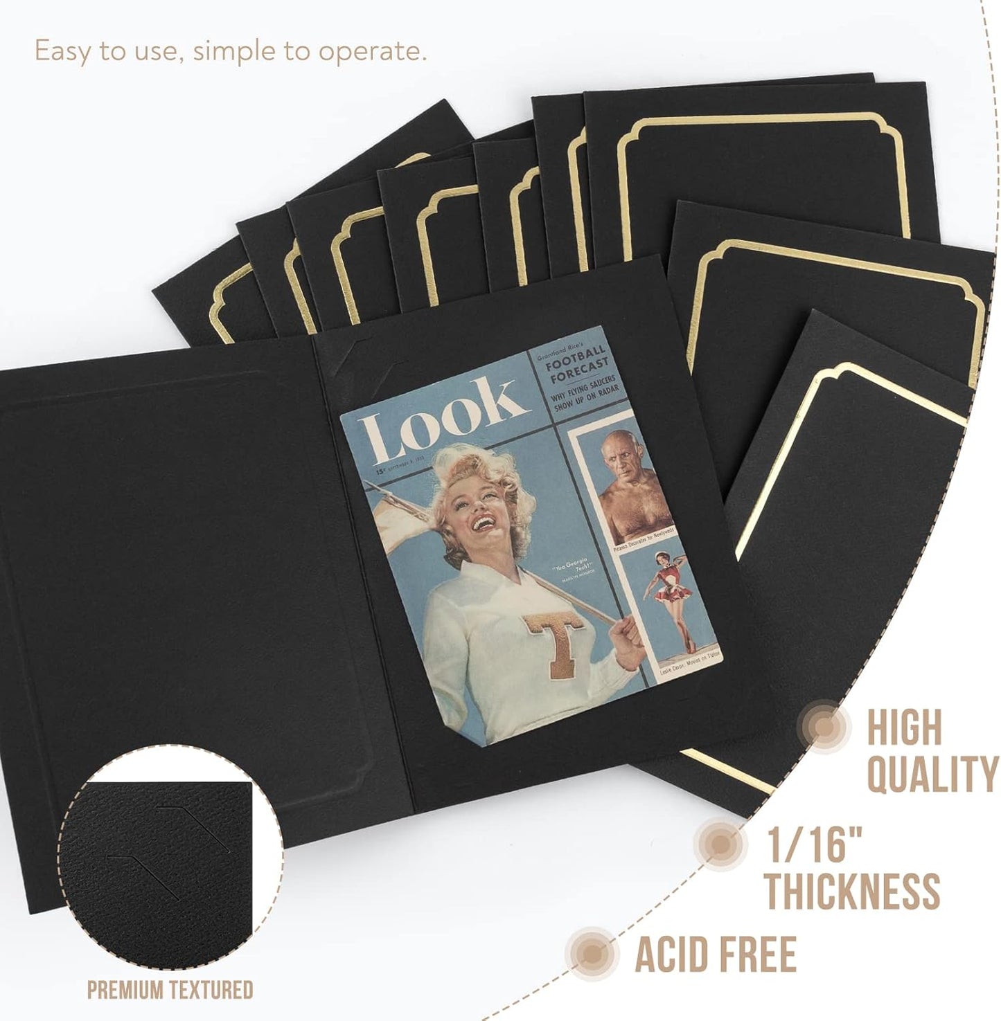 Golden State Art, Pack of 100, 6x8 or 8x10 Photo Folders, Cardboard Picture Frame, Paper Frame Cards, Greetings/Invitation Special Events: Graduation, Christmas, Wedding(Ivory)
