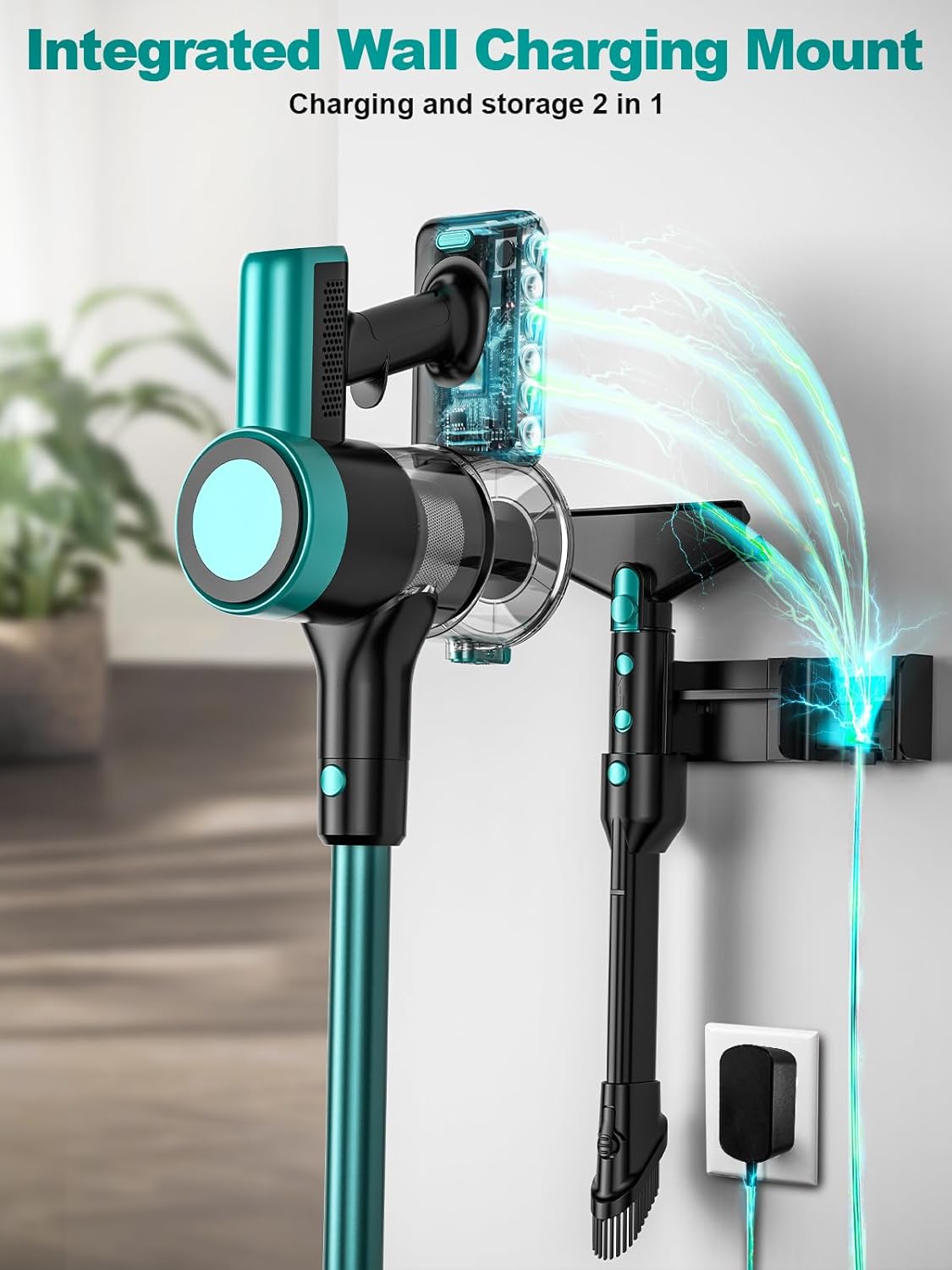 Skiennix Cordless Vacuum Cleaner - 10-in-1 Versatile Design with 55 Minutes Runtime & LED Display | Cyan