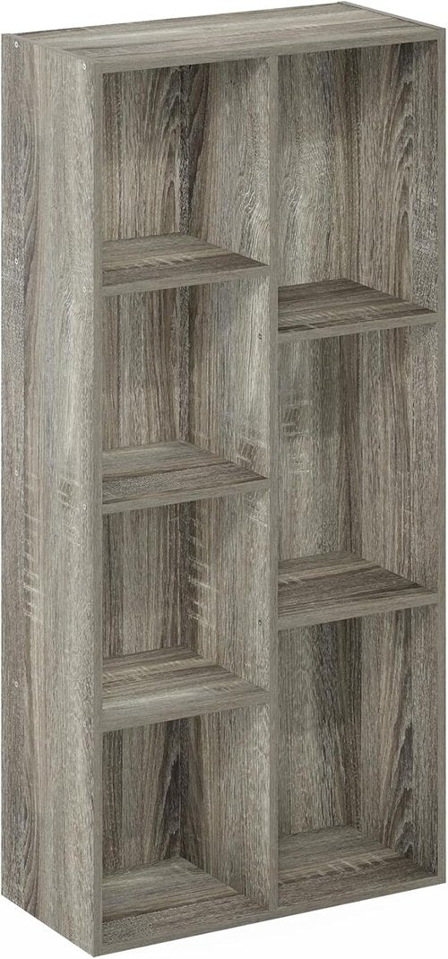Furinno LUDER 7-Cube Bookshelf - Stylish Open Shelves for Living Room, Bedroom & Home Office | French Oak Finish, Easy Assembly