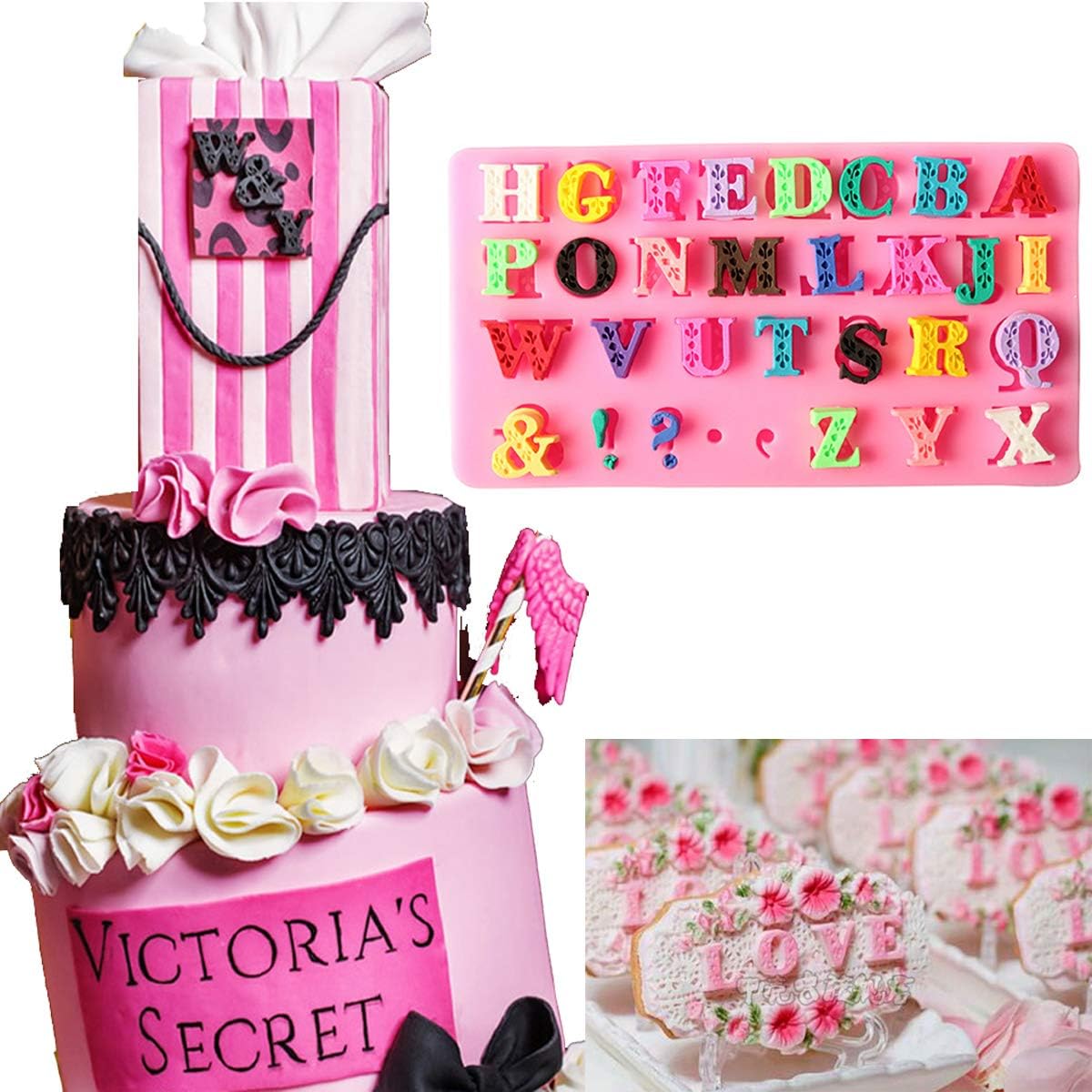 Silicone Alphabet Letter Mold - Mini Comma & Exclamation Cake Decorating Tool for Fondant & Gum Paste