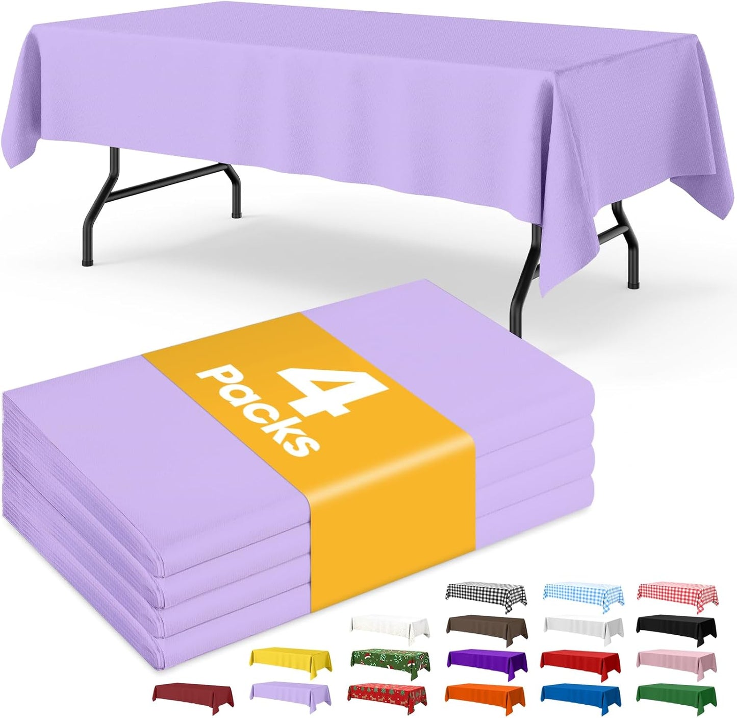 Niuara Lavender Tablecloths - 4 Pack of 54" x 108" Disposable Covers for Parties & Gatherings