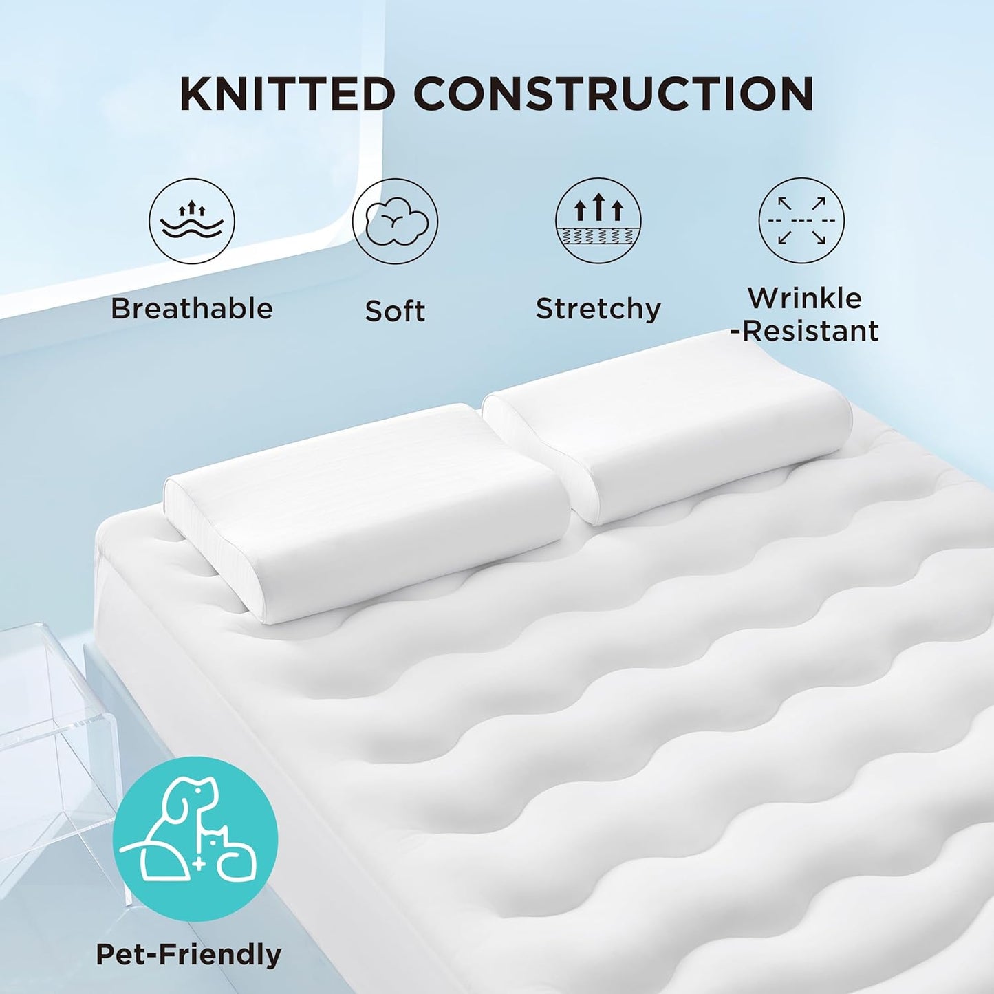 Bedsure Cooling Mattress Pad Queen Size - Soft & Fluffy Mattress Topper with 8-21 Inches Deep Pocket, Breathable Pillow Top Bed Cover, White