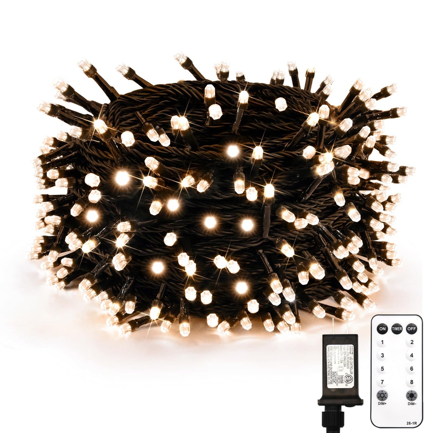 suddus White Christmas Tree Lights Outdoor, 66ft 200 LED Christmas String Lights with 8 Modes, Twinkle Lights for Christmas Tree, Bedroom, Backyard, Patio, Porch, House Decoration