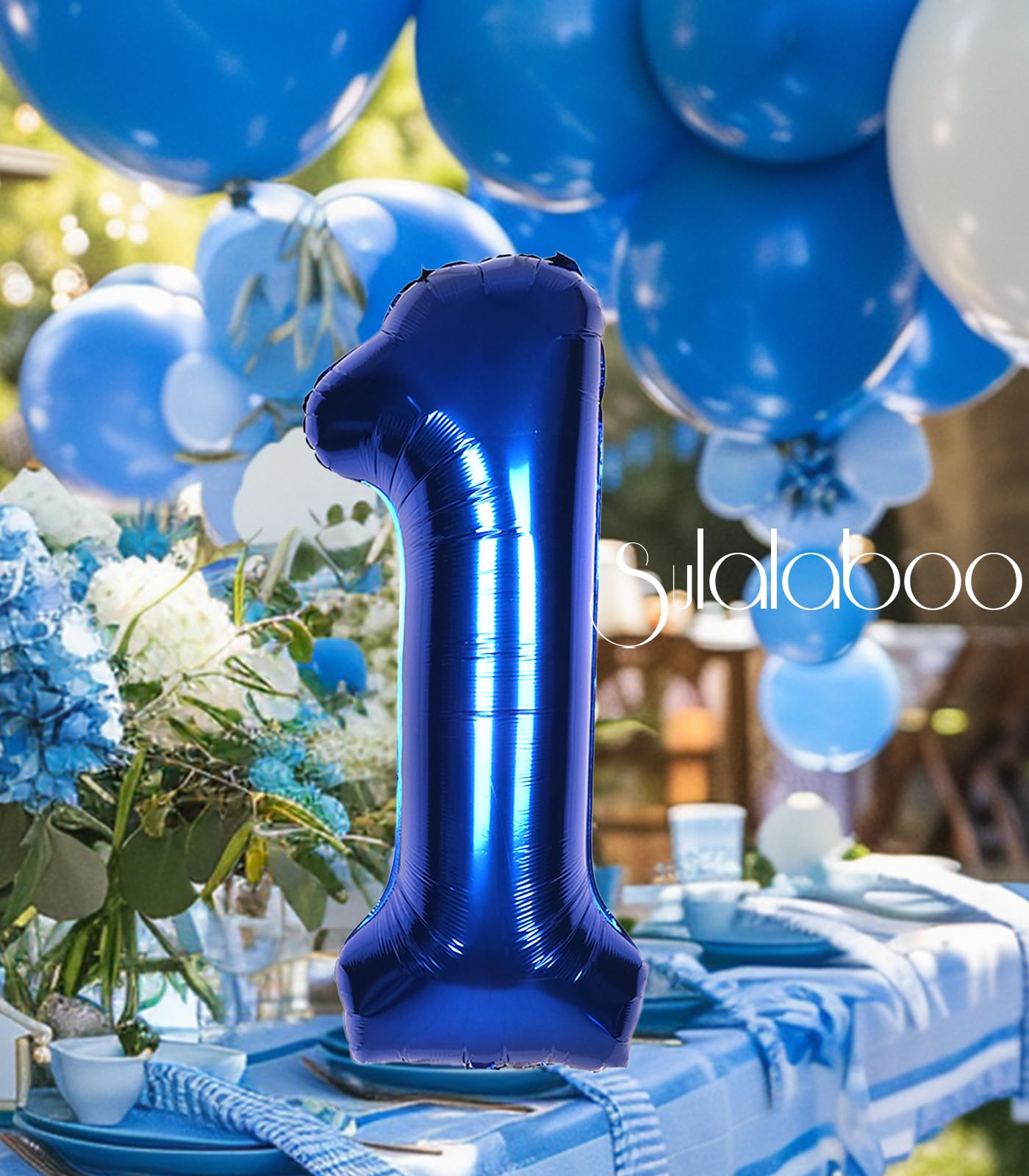 SULALABOO 40Inch Navy Blue Number 1 Balloon Large Helium Royal Blue Number Balloons 0-9 Giant Digital 1st Foil Mylar Big Party Balloon for Boy Birthday Party Anniversary Graduation Decorations