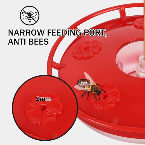 eWonLife Hummingbird Feeders - 16oz Leak-Proof Design with Ant Moat & Bee-Proof Ports | Easy Clean & Refill