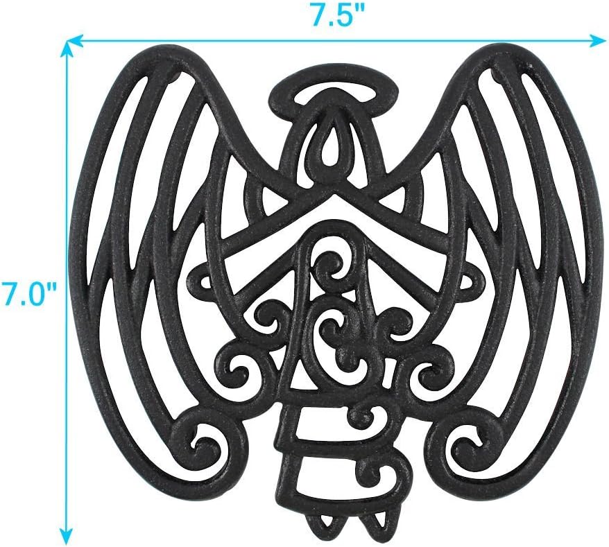 Cast Iron Angel Trivet for Kitchen & Dining Table - Black Decorative Wall Art