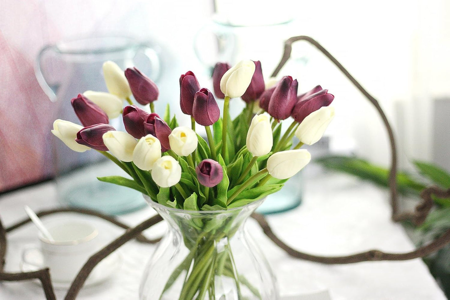 10 Eco-Friendly Light Pink Holland Tulip Artificial Flowers - Realistic Latex Decor for Christmas & Parties