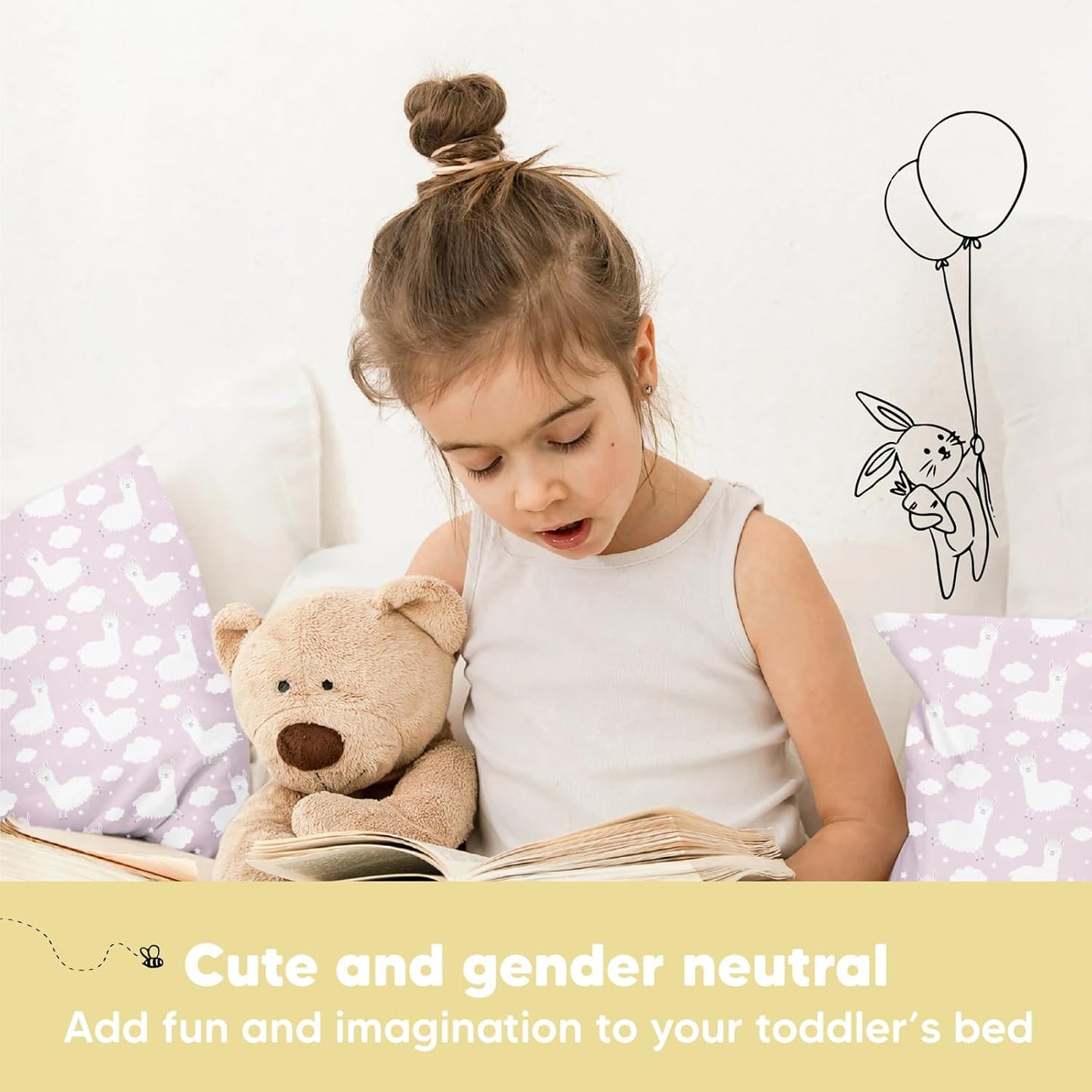 My Little Dreamy Toddler Pillow - Organic Cotton Travel Bed Pillow with Case | Soft & Breathable 13x18 for Ages 2-5 (Alpacas)