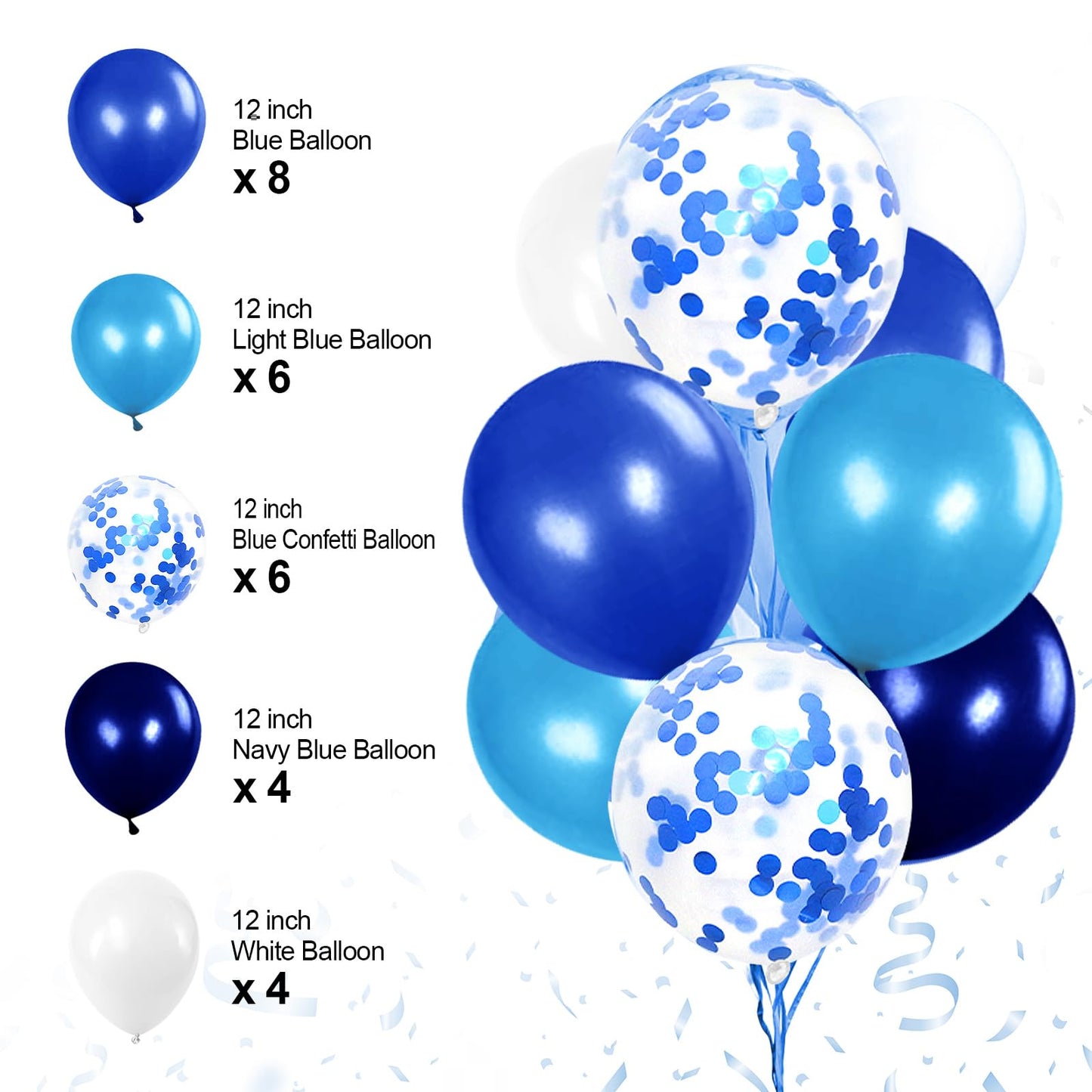 Iysoll Blue Birthday Party Decorations for Boys Men Happy Birthday Banner Balloons Navy Royal Light Blue Pom Poms Foil Curtain Décor Party Decorations for Baby Boy