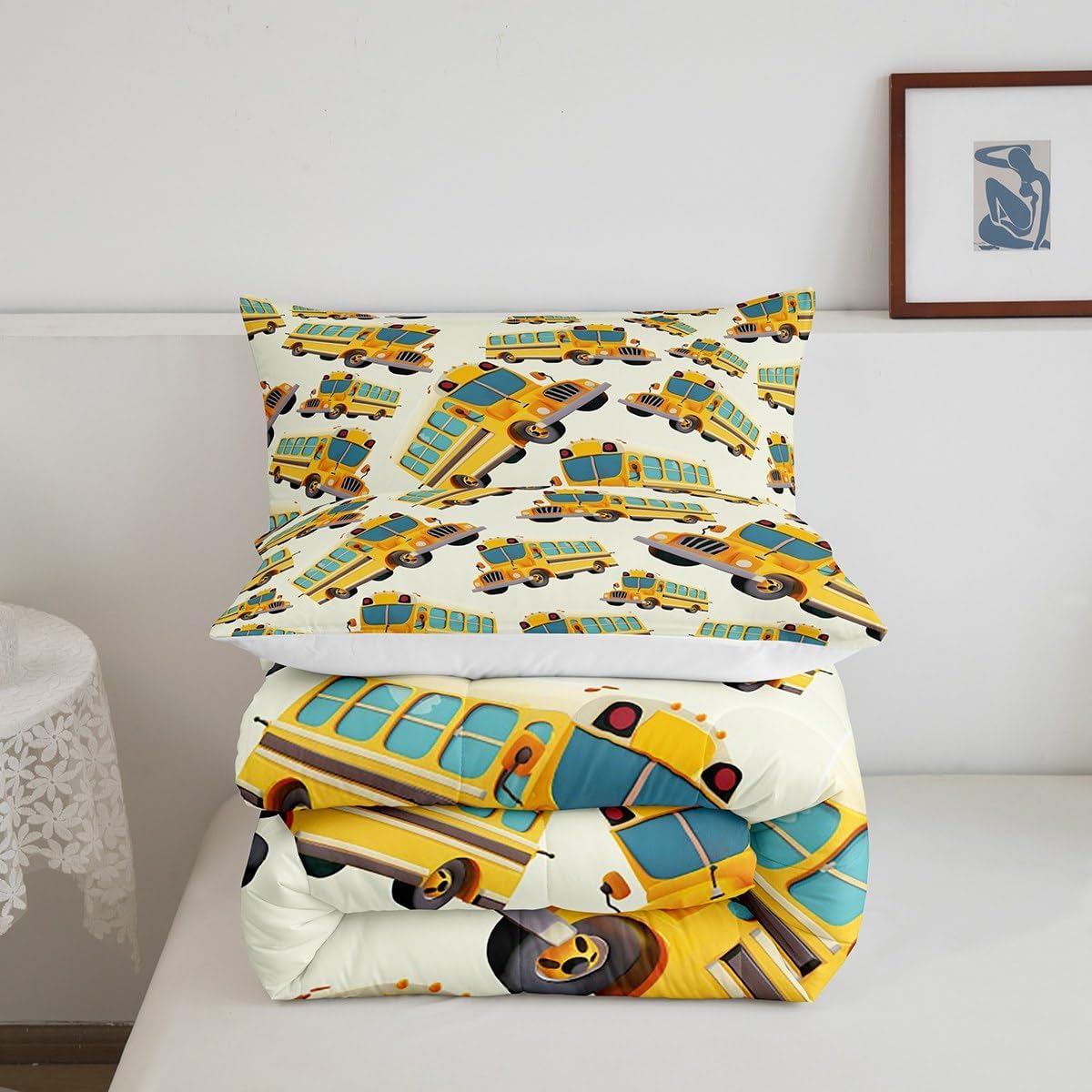Cartoon Police Car Bedding Set Red Fire Truck Comforter Set for Kids Boys Fire Extinguisher Duvet Set Airplane Comforter 1 Comforter Set with 2 Pillowcases Full Size Boys
