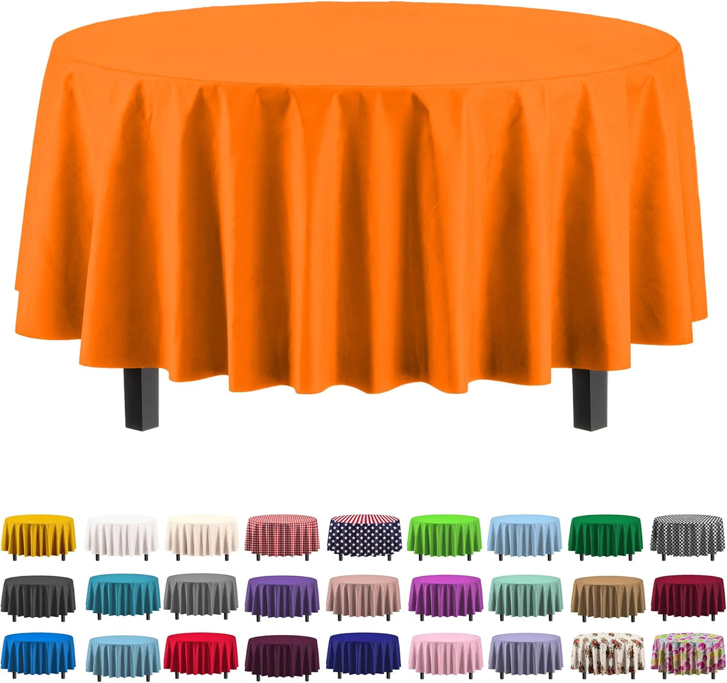 Ivory 84-Inch Round Tablecloth - 12-Pack Premium Plastic Party Supplies
