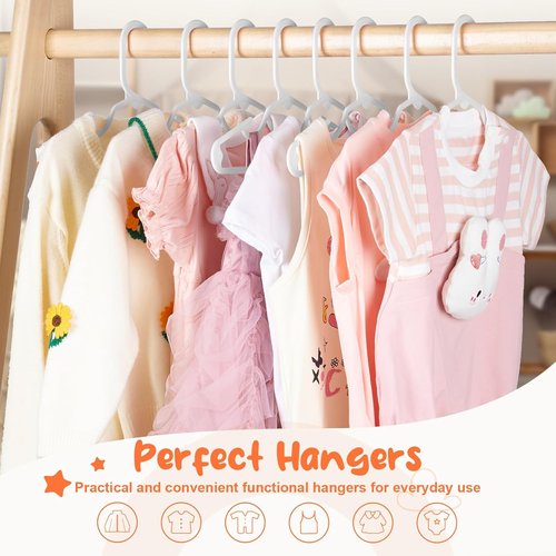 HOUSE DAY Premium Baby Hangers - 20 Pack Slim White Plastic Hangers for Infants & Toddlers | Non-Slip & Durable