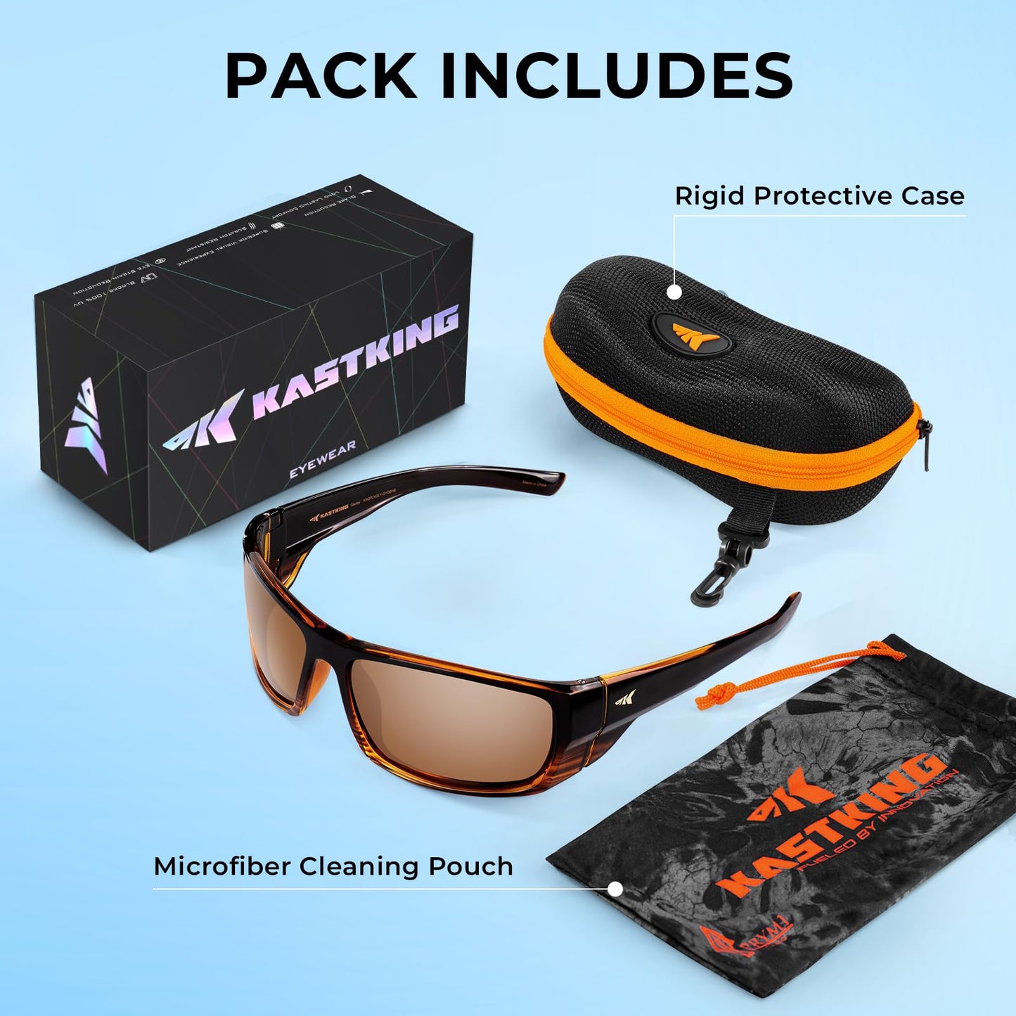 KastKing Gauley Polarized Sunglasses With PuriVex Protective Lens Coating, UV400 Wrap Design Fishing Sunglasses for Men & Women, Durable Grilamid Frame for Boating,Sailing,Cycling