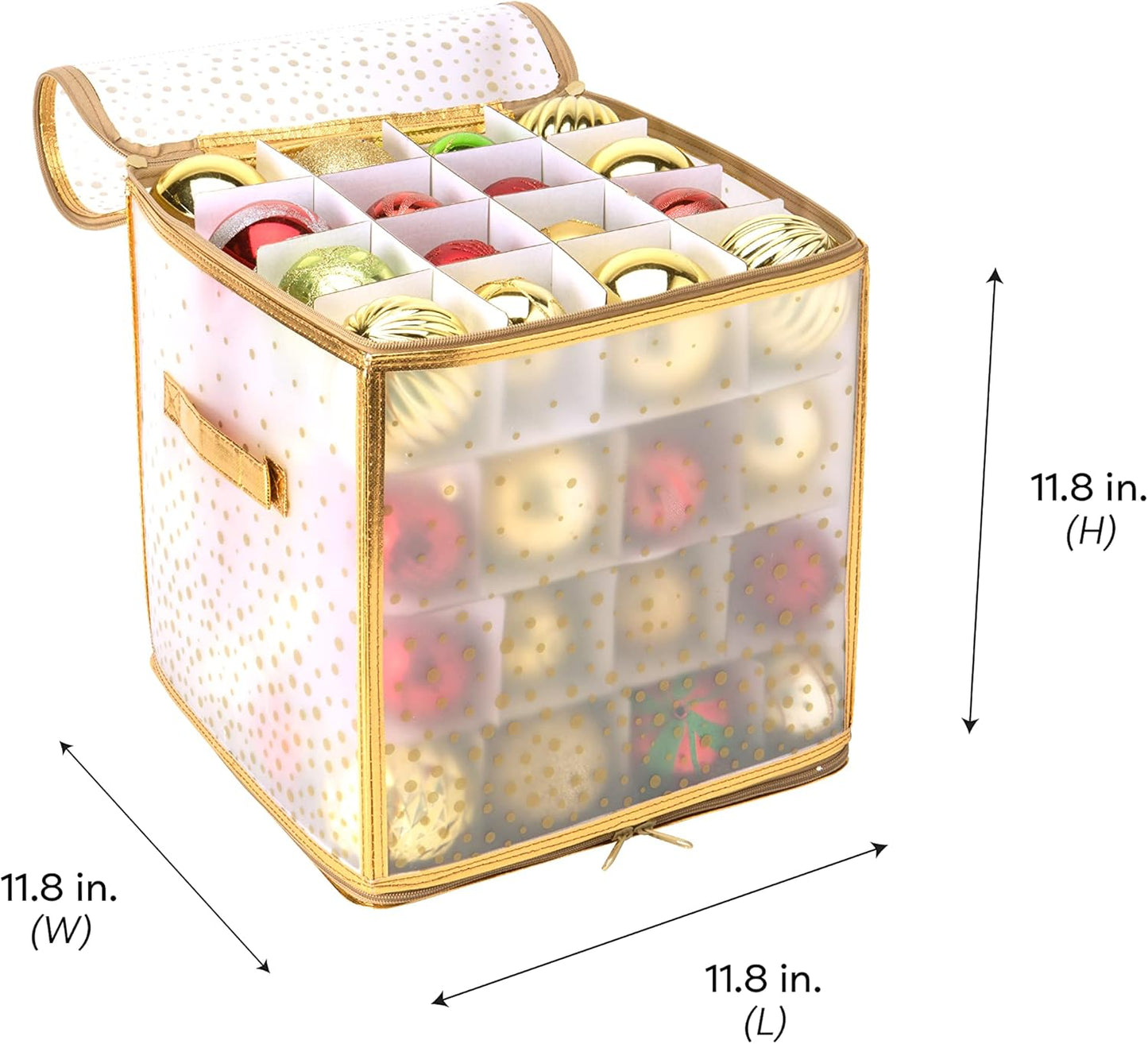 Ornament Storage Organizer for 112 Ornaments | Zipper Closure | Space-Saving Red Design