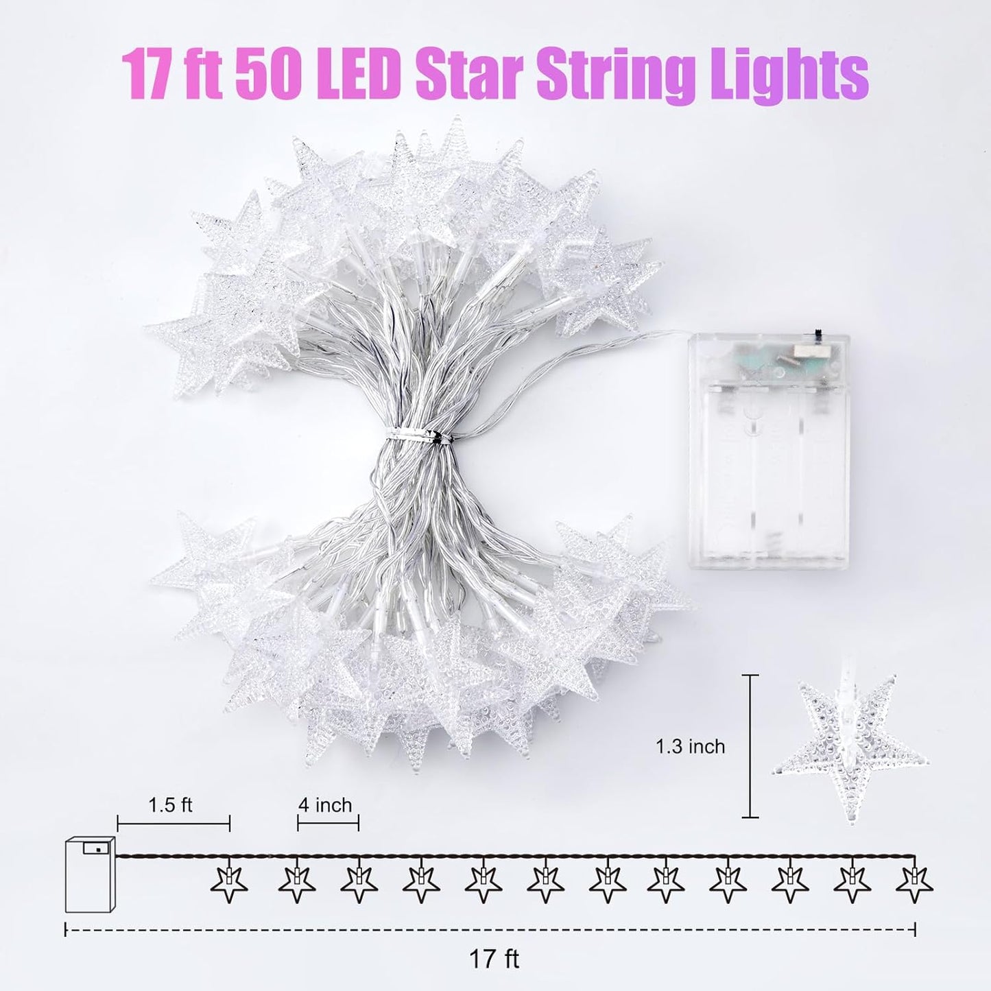 200 LED Fairy Lights with Remote & Timer - 16.4Ft Silver Wire Twinkle Lights for Indoor Christmas, Wedding & Party Decor
