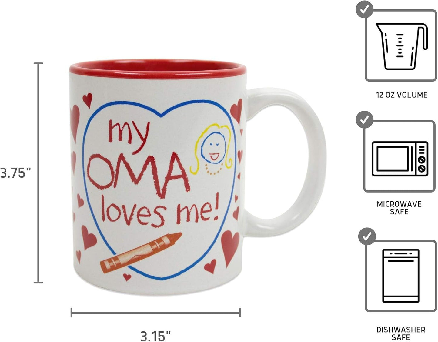 12 oz. Ceramic Coffee Mug - 'Oma is the Greatest' Multicolor Gift for German & Dutch Grandmas