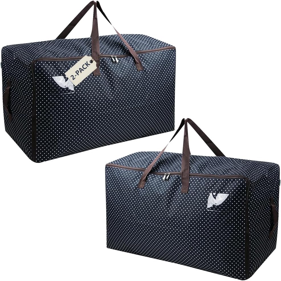 3-Side Zip Open Storage Bag for Christmas Trees & Party Ornaments - 27.5x16.5x13.8, Black Dots