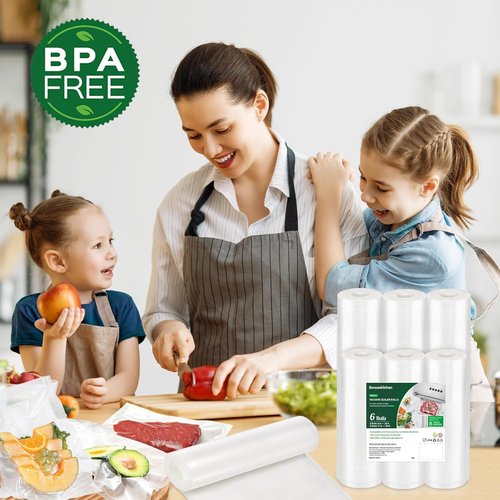 Bonsenkitchen Vacuum Sealer Rolls - 6 Pack of 11" x 20" & 8" x 20" BPA-Free Bags for Food Storage & Sous Vide