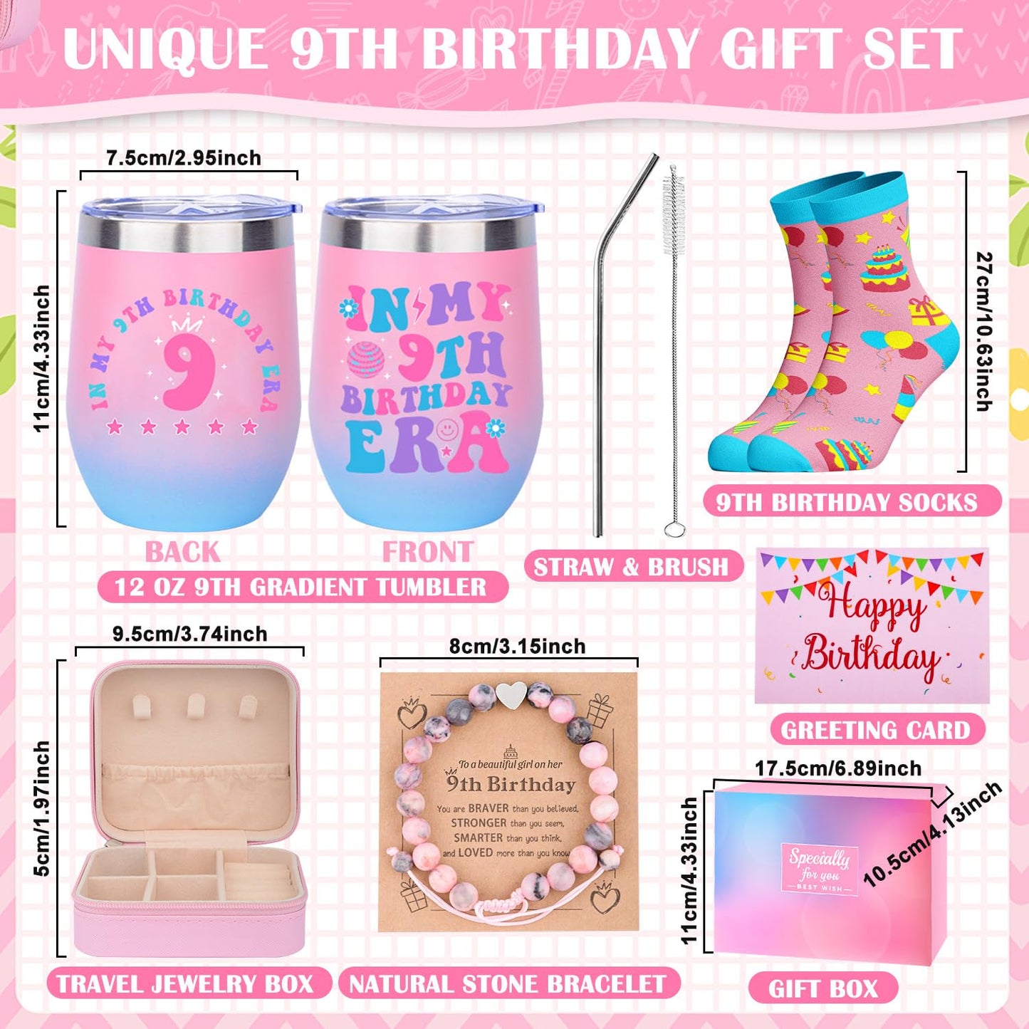 TOUPONS 9 Year Old Girl Birthday Gifts, Best 9th Birthday Gifts for Girls, Gift Ideas for 9 Year Old Girls, Happy 9th Birthday Gift, Nine Yrs Old Christmas Gifts for Daughter Niece Granddaughter