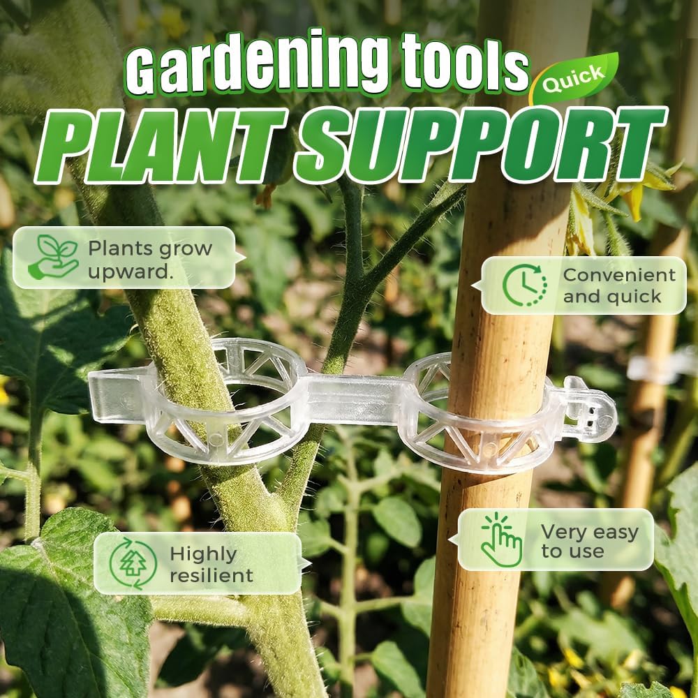 Skiennix 300Pcs Tomato Clips - Durable Plant Support Clips for Climbing Vegetables | Garden Growth Aid