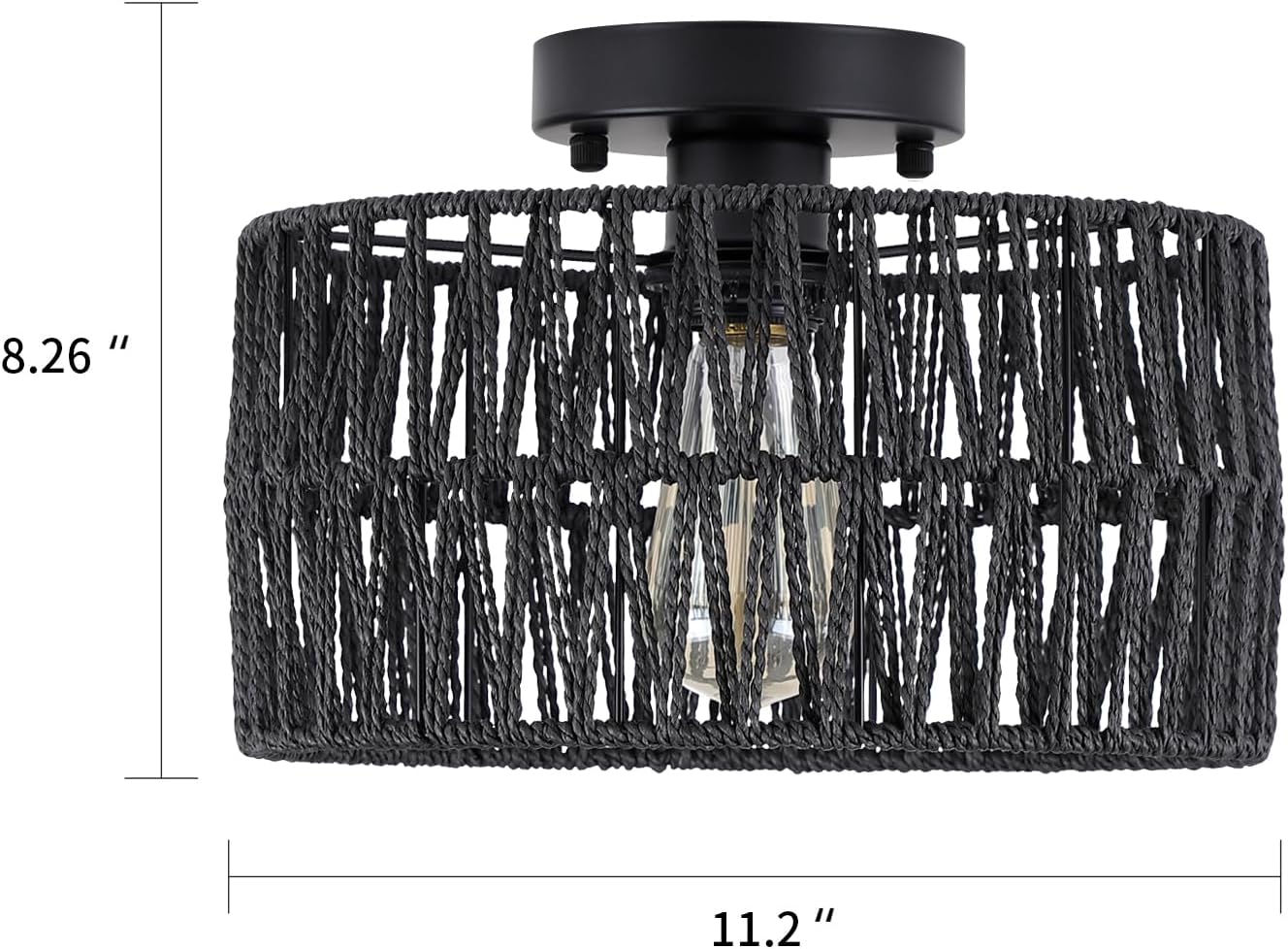 3-Light Antique Gold Woven Flush Mount Light Fixture Rustic Coastal Hemp Rope Brass Semi Flush Mount Ceiling Light for Hallway Bedroom Kitchen Entryway Farmhouse Living Room