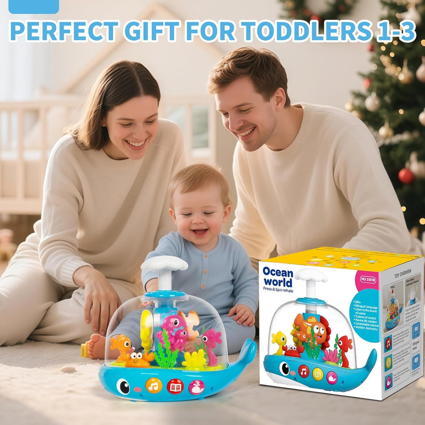Skiennix Musical Aquarium Baby Toys - Early Learning Educational Toy for 6-12 Months | Engaging Sound & Light Features