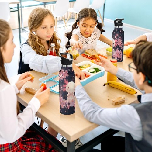 Bolaz Axolotl Star Water Bottle - Insulated 20 oz Flask for Kids | Stainless Steel with Straw Lid