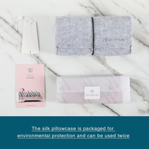 DISANGNI 100% Silk Pillow Cases - 22 Momme Mulberry Silk for Hair & Skin | Standard Size 20"x26" Green (2 Pack)