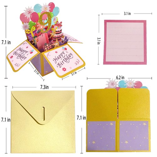 Asmallgf Happy 9th Birthday Pop Up Card for Daughter Niece, Funny 9 Years Old Birthday Gifts for Girl Boy, Sweet 9 Birthday Gift Ideas for Him Her
