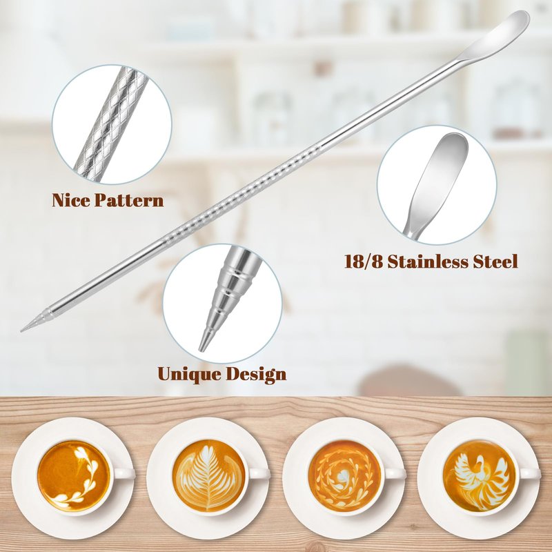 Amrules Milk Frothing Pitcher, 12oz Milk Frother Cup with Clear Scale, 304 Stainless Steel Cappuccino Espresso Machine Accessories for Barista Coffee Bar with Latte Art Pen, Silver