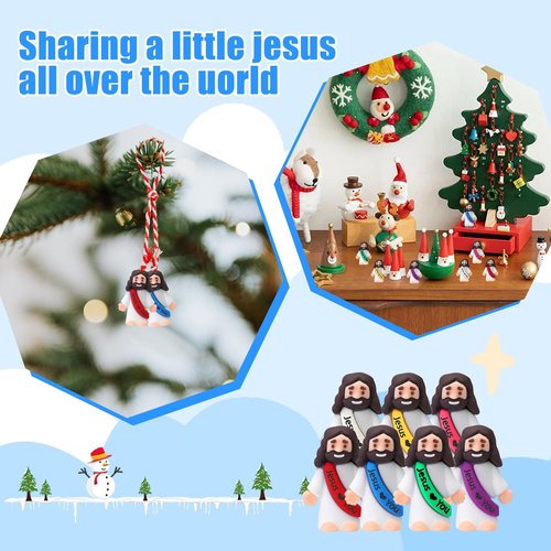 DJBVHSF 40Pcs Little Jesus Figures, Baby Jesus Figure Mini, Tiny Mini Jesus Loves You Figures Statues for Religious Party Favors Sunday School, Christian Gifts Decor for Church, Baptism Gifts