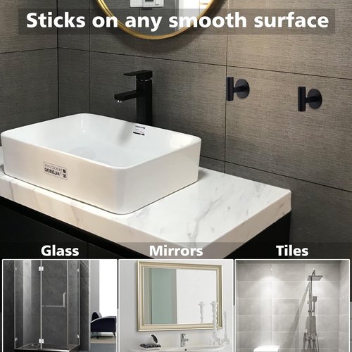 Bntuk Heavy Duty Adhesive Hooks - Stainless Steel Waterproof Coat & Towel Holders | 2 Pack