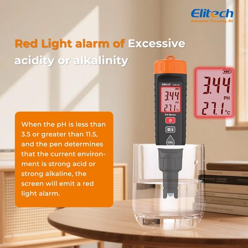 Elitech Professional pH Pen Meter - Digital Tester for pH & Temperature in Hydroponics, Growing Solutions with Full Calibration Kit for Plant Health, PHM-230