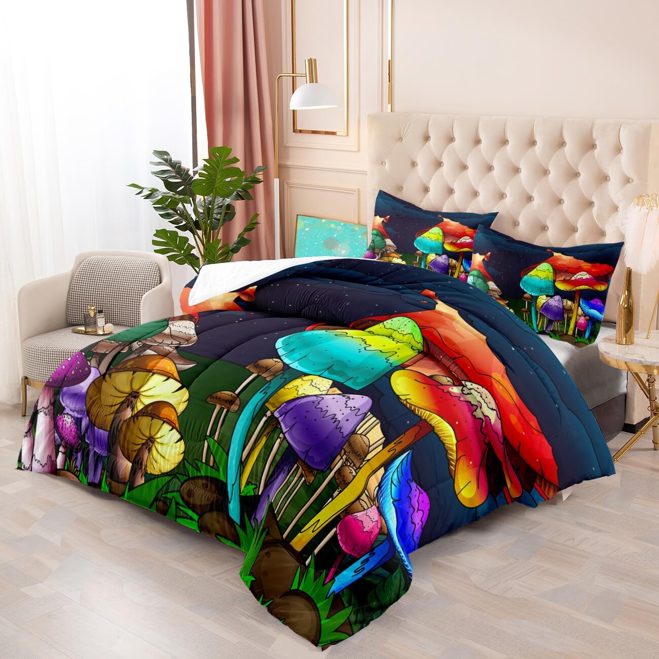 Cute Cartoon Dinosaur Bedding Set, Ultra Soft Full Size Comforter Set for Boys, Lovely Dinosaur Printed Comforter for Kids Teens, Dark Blue Microfiber Quilt for All Season 3Pcs with Pillowcases