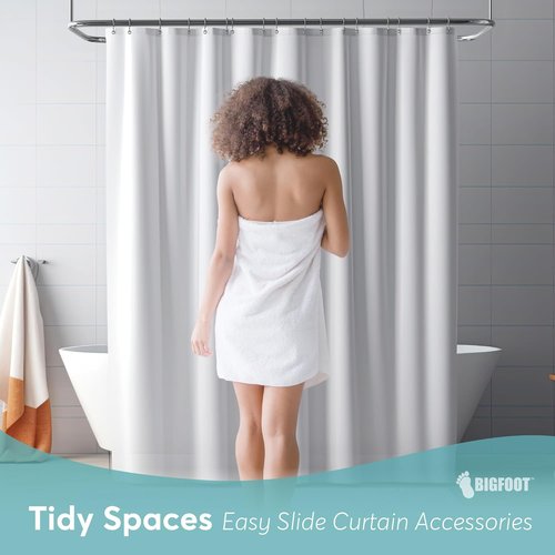 BigFoot Shower Curtain Hooks - 12 Rust-Resistant Stainless Steel Rings for Easy Glide & Secure Hold | Fits Any Shower Rod