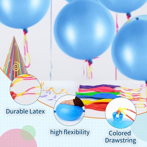 36 Pcs Blue Punch Balloons | with Rubber Band Handle for Easy Grip - Ideal for Kids’ Birthday Party Favors, Classroom & Outdoor Play(Blue)
