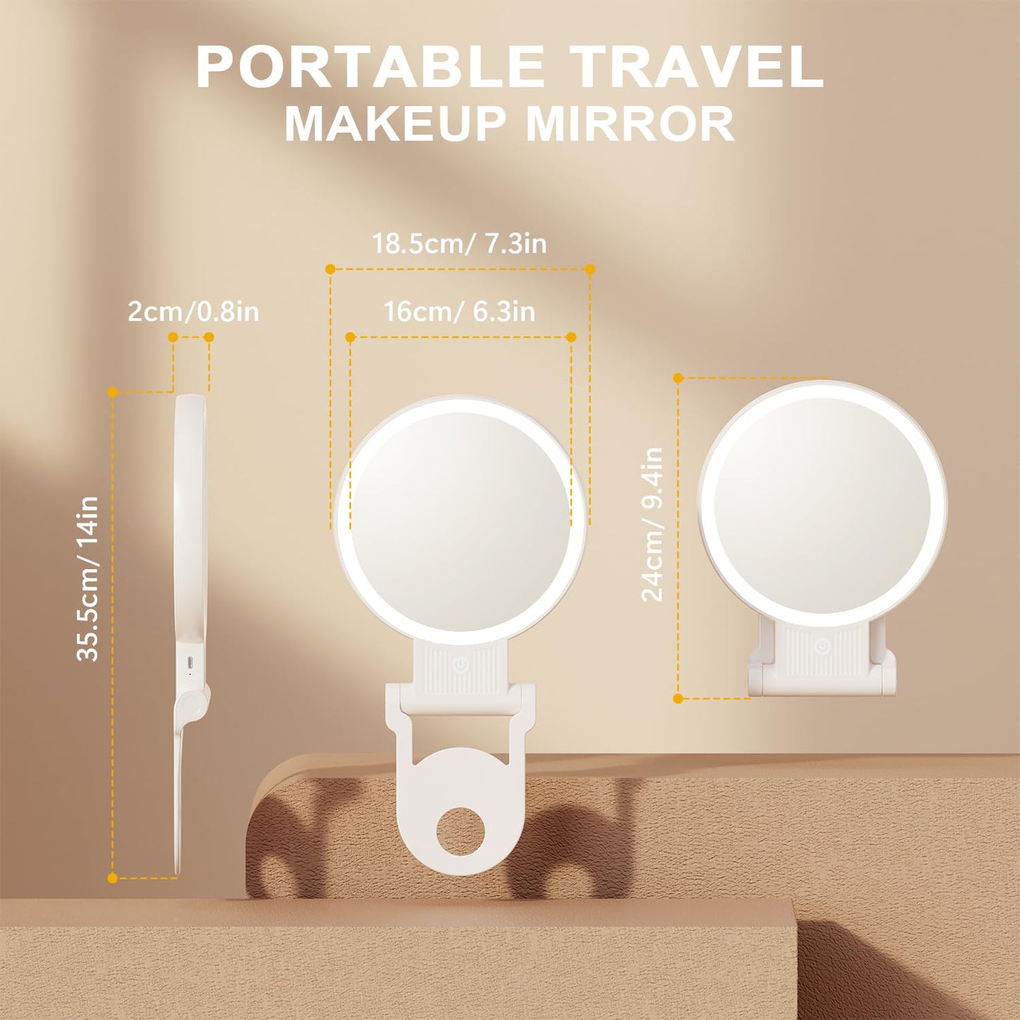 Auxmir 1X/ 30X Magnifying Mirror with Light, Double Sided Makeup Mirror with Adjustable Folding Handle, Lighted Vanity Mirror with Tweezer, Portable Tabletop Mirror for Travel Home