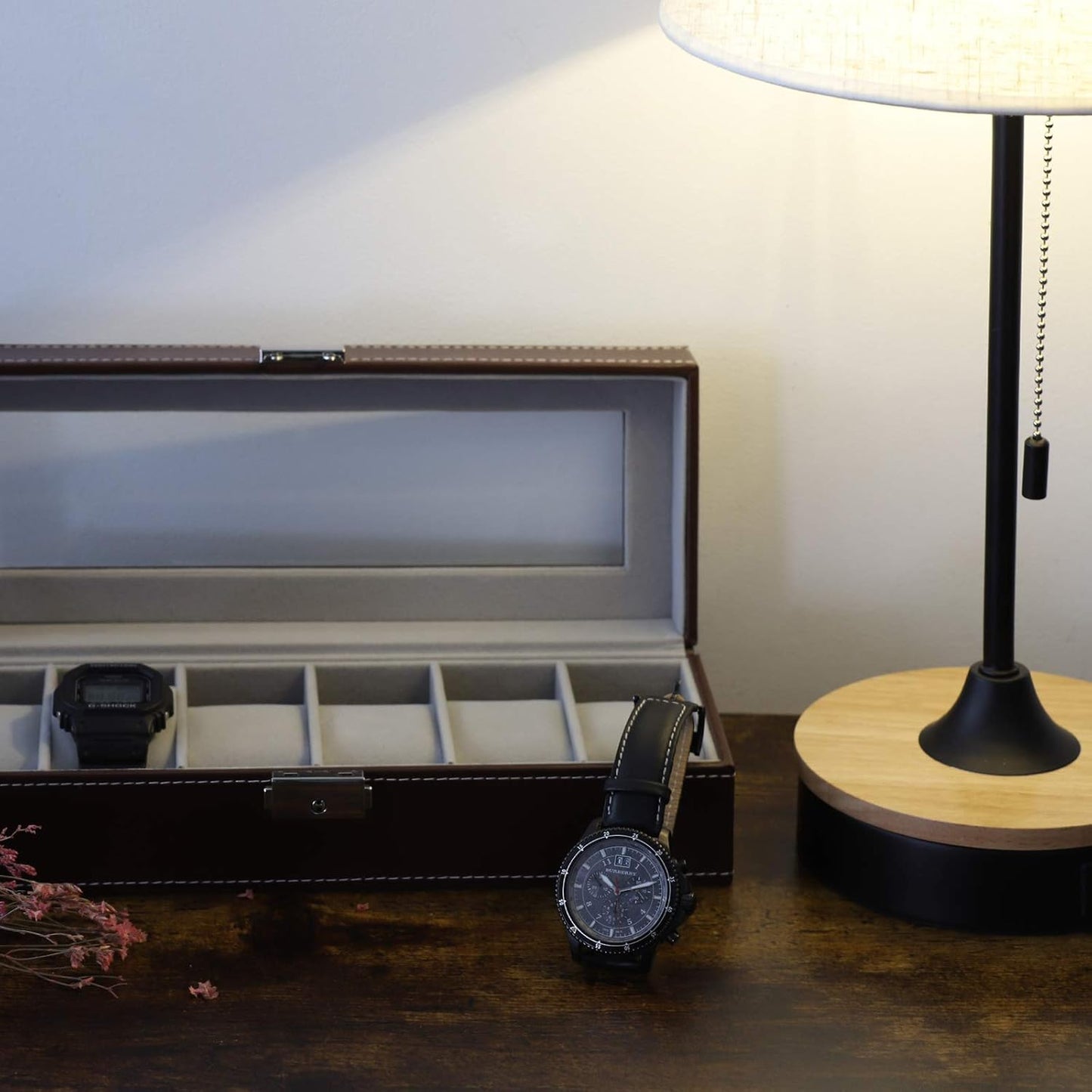 Men's Black 6-Slot Watch Box Organizer | Elegant Display & Storage Case