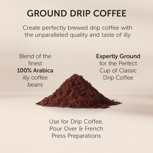 Illy Classico Ground Drip Coffee - Medium Roast With Chocolate & Caramel Notes | 100% Arabica, 8.8 Oz