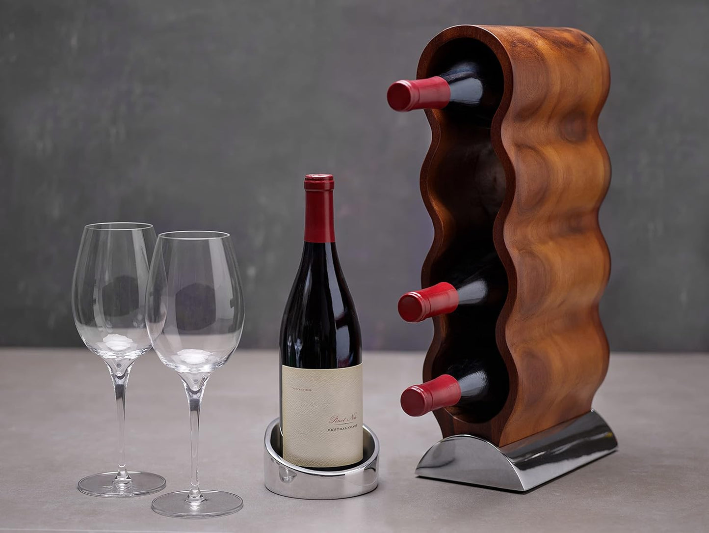 nambe Tilt Wine Coaster | Wine Bottle Chilled Coaster | Double Wall Insulated Wine Coaster | Keep Wine at Perfect Temperature | Drink Coasters for Beer and Wine | Counter Décor Wine Accessories