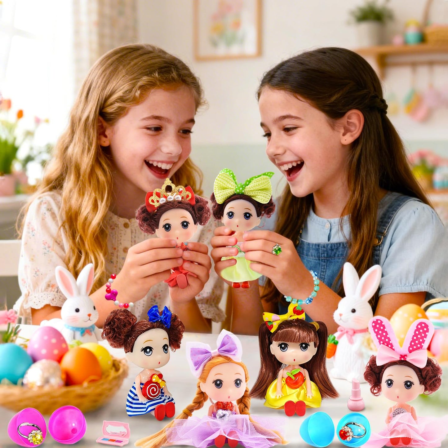 Prefilled Easter Eggs with Toys Easter Eggs Filled Easter Basket Stuffers for Toddler Girls Kids with Toys Dolls Girl Gifts Egg Hunt Non Candy Fillers Age 3 4 5 6 7 8+ Years Old