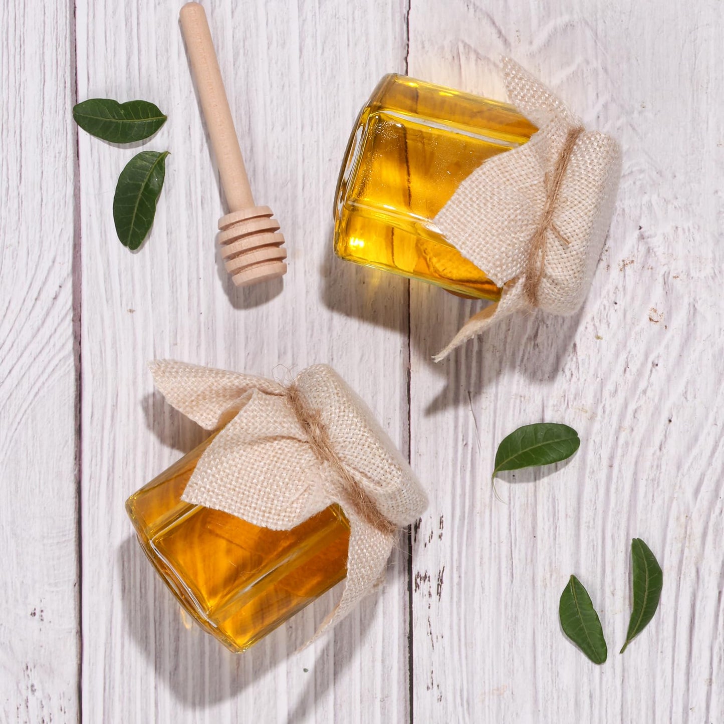 SZUAH 20 Pack 3 oz Mini Honey Jars with Dipper, Glass Hexagon Honey Jar for Wedding Favors, Empty Glass Jars for Party Favor